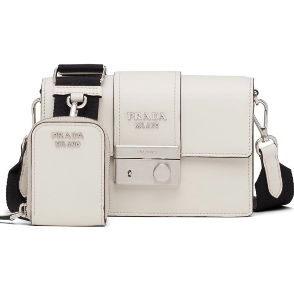 Prada Leather Crossbody Bag in Chalk White - Picture 3 of 13
